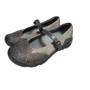 Keen Womens Mary Jane Shoes Size 8.5 EU 39 Leather Brown Gray Ballet Comfort